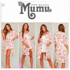 Show Me Your Mumu Brie Floral Robe Size Small Retail $ 84  Bride Bridesmaid #439